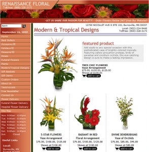 Modern & Tropical Designs - Florist eCommerce Page