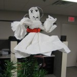 Paper angel hanging on the tree in our technology department