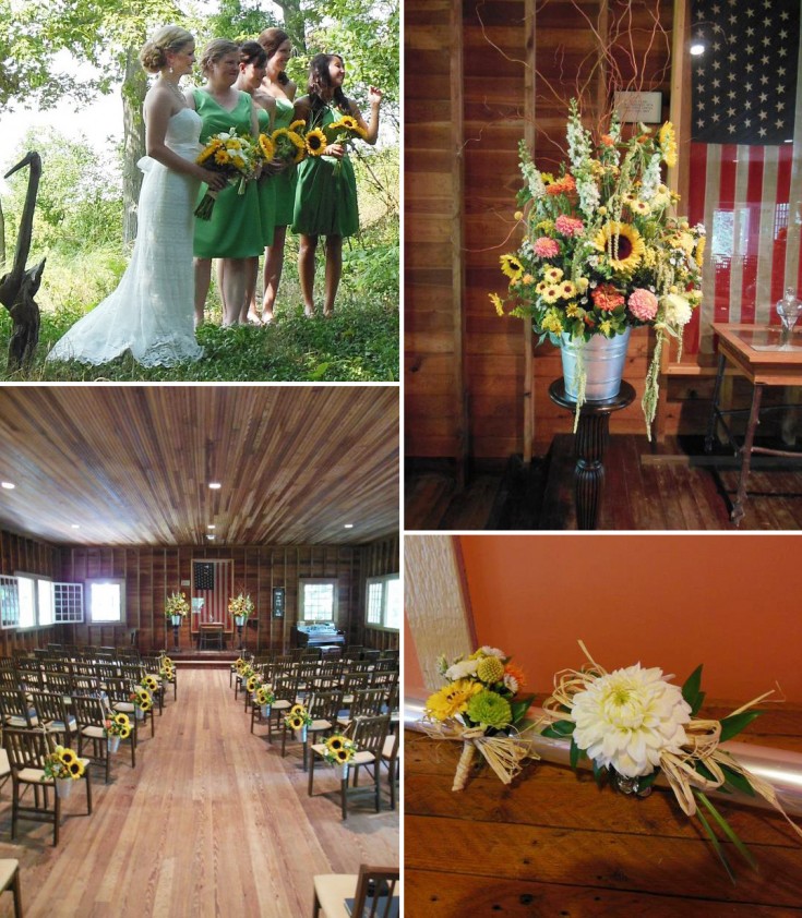 Rustic wedding flowers from Back To The Fuchsia Florist, Saugatuck MI