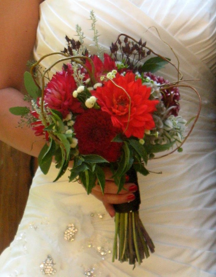 Red wedding bouquet by A Lovie Creation, Gresham, OR