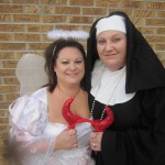 Rebecca as the Angel and Amy as a nun..