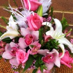 Pink flowers for breast cancer awareness by Bev's Floral & Gifts, Parowan UT