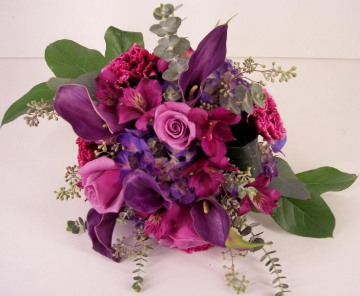 Purple-tones wedding bouquet by Treehouse Florist, New Freedom PA