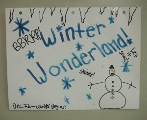 Winter Wonderland note from one of the kids.