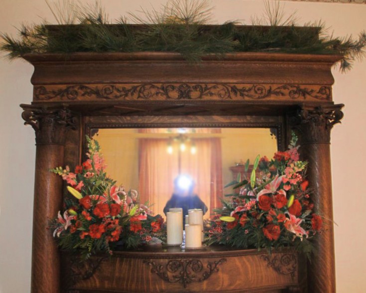 Mantle wedding decor by Libby's Flowers, Gifts & More, Elberton GA