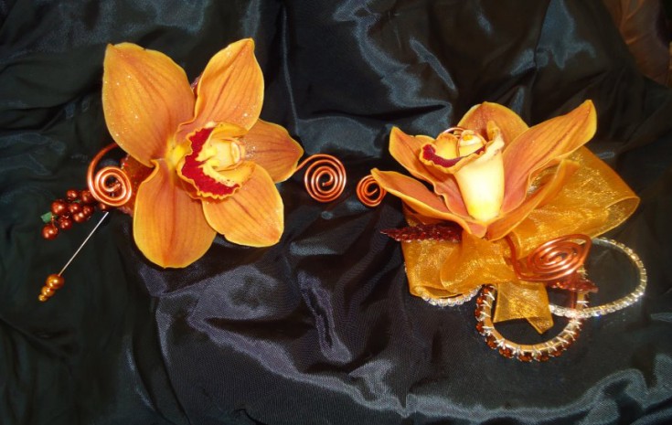 Orange prom flowers by Alma Blooms, Alma WI