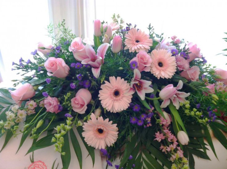Pink sympathy flowers by Bev's Floral, Parowan UT