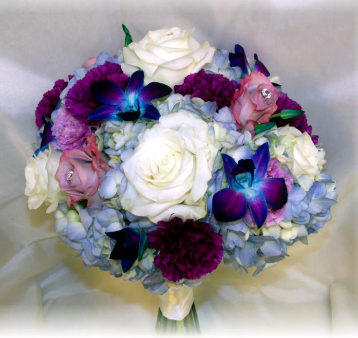 Lovely blue and white wedding bouquet by MaryJane's Flowers & Gifts, Berlin NJ