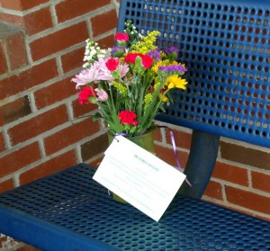 Bouquet on a City Bench