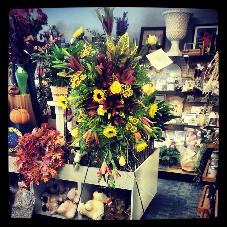 Fall standing spray from Design House Floral in Clarkesville, GA