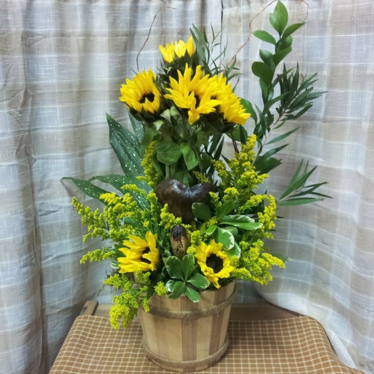 A gorgeous sunflower arrangement from Backwoods Flowers N More in Fairview, WV