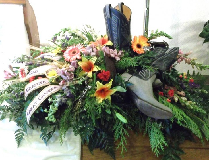 Memorial flowers for a rancher who loved gardening from A-1 Flowers & More in Cottonwood, ID