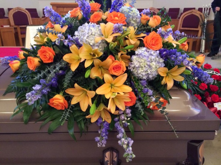 Breathtaking casket spray from Hobby Hill Florist in Sebring, FL