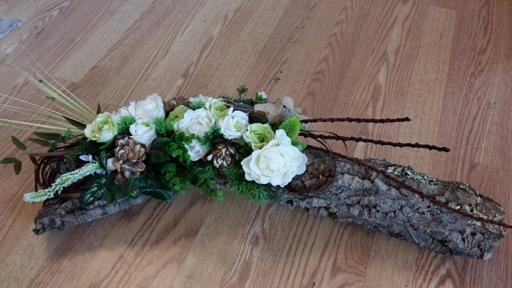 Silk arrangement using cork from BlueShores Flowers & Gifts in Wasaga Beach, ON