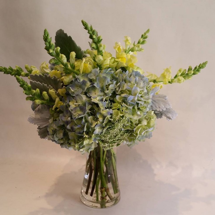 Gorgeous blue and yellow combo from Paradise Valley Florist in Scottsdale, AZ