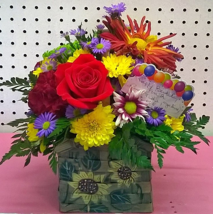 'Happy Birthday' flowers from Wilma's Flowers in Jasper, AL