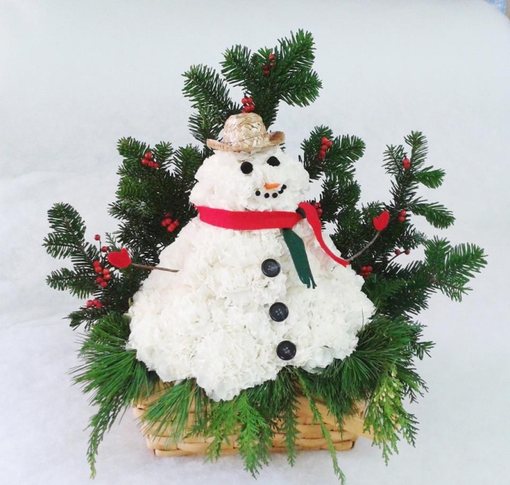 Frosty the flower man at Marshfield Blooms in Marshfield, MO