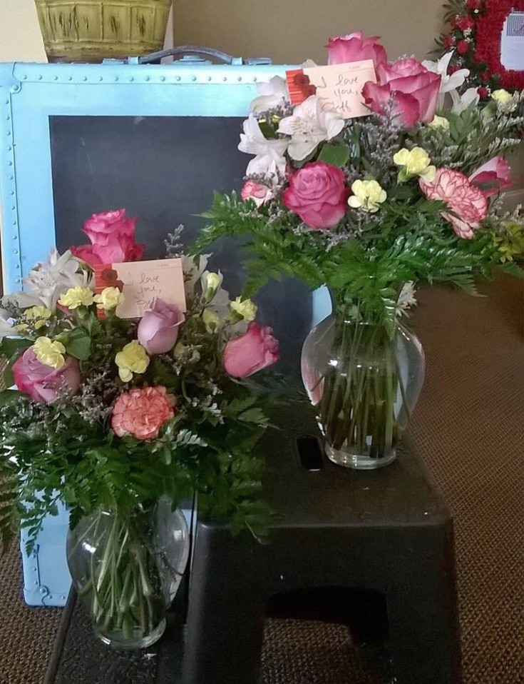 Twin arrangements from Wilma's Flowers in Jasper, AL